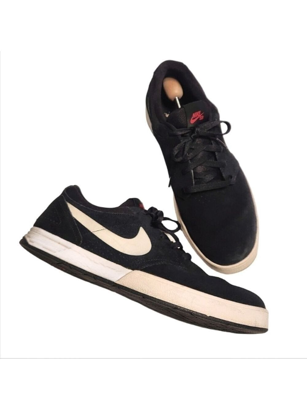Nike SB Paul Rodriguez Suede Skateboarding Sneakers Black White Size 12